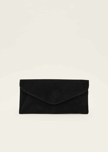 Phase Eight Wendie Suede Envelope Bags Black USA | 1960783-DF